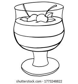 Vector hand drawn pudding icon badge dessert for design menu cafe, label and packaging. Retro style.