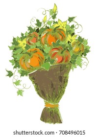 vector hand drawn pumpkin bouquet
