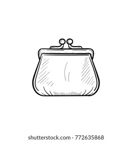 Vector hand drawn purse outline doodle icon. Purse sketch illustration for print, web, mobile and infographics isolated on white background.