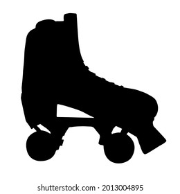 Vector hand drawn quad roller skate silhouette isolated on white background