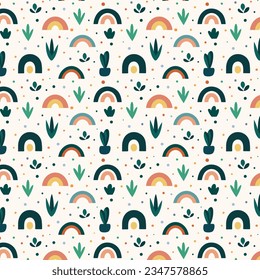 vector hand drawn rainbow pattern design