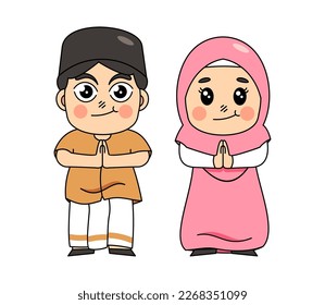 ilustración de niños de ramadan dibujados a mano vectorial