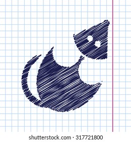 Vector hand drawn rat or mouse icon on copybook 