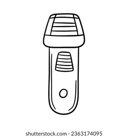 Esbozo del contorno de Razor dibujado a mano por el vector. Alambre eléctrica para afeitar el icono del doodle aislado en el fondo blanco.