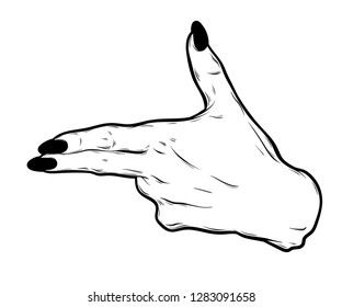 Vector hand drawn realistic illustration of human hand isolated. Creative tattoo artwork. Template for card, poster. banner, print for t-shirt, pin, badge, patch.
