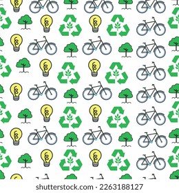 Reciclaje realizado a mano por vectores y diseño ecológico sin fisuras. Cero desperdicio.