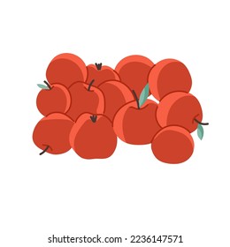 Vector hand drawn red fresh apples. Flat fruit illustration