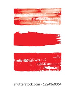 Vector hand drawn red grunge brushes.  Dirty Artistic Design Elements. Creative Design Elements for frame,logo, banner, wallpaper.