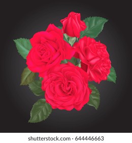 Vector Hand Drawn Red Roses