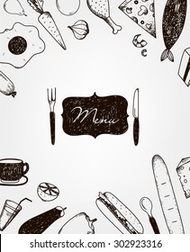 Vector hand drawn restaurant, cafe menu design template