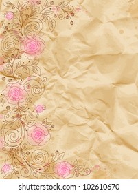 vector hand drawn retro floral background with rose