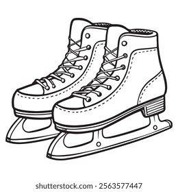 Vector hand drawn retro skates design element. Vector illustration