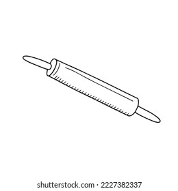 Vector hand drawn rolling pin. Isolated on white background drawing for prints and posters