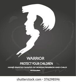 Vector hand drawn roman warrior shape on chalkboard