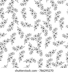 Vector hand drawn romantic flower pattern seamless background, textile, fabric
