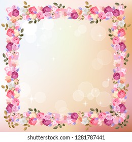 Vector hand drawn rose template. Excellent for gift boxes, greeting cards, announcements, posters and invitations of the wedding, birthday, Valentine's Day.