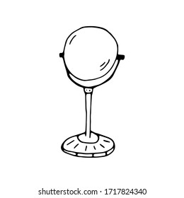 Vector hand drawn Round makeup mirror outline doodle icon. Round makeup mirror sketch illustration for print, web, mobile and infographics isolated on white background.