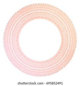 Vector hand drawn round ornament isolated on white background. Doodle geometric pattern frame. Ornamental detailed sun illustration. For ethnic design.