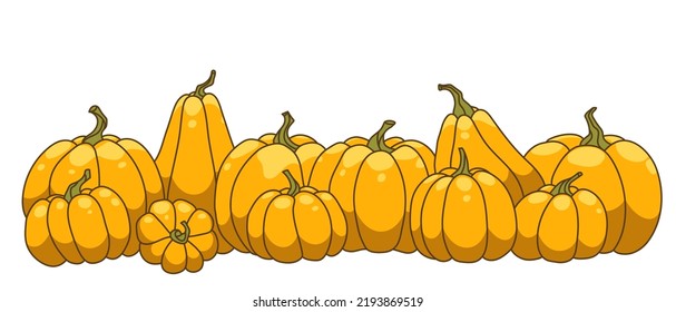 Fila dibujada a mano del vector de una calabaza, imagen del doodle de contorno. Ilustración de boceto alimentario para impresión, web, móviles e infografías aisladas en fondo blanco