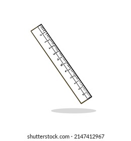 Vector Hand Drawn Ruler Illustration Isolated on White Background. Doodle style Ruler School Stationary Design Element. 