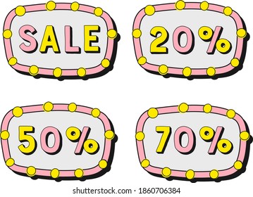 Vector hand drawn sale set illustration pop art style black Friday 