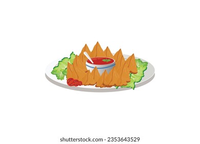Vector hand drawn samosa  vector illustration