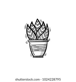 Vector hand drawn sansevieria trifasciata outline doodle icon. Decorative potted house plant sketch illustration for print, web, mobile and infographics isolated on white background.