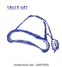 vector hand drawn santa hat isolated on white