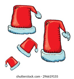 vector hand drawn santa hat isolated on white. funky santa hat doddle style image