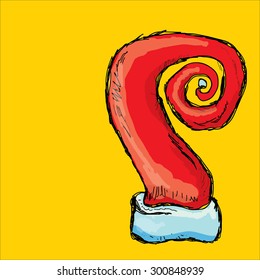 vector hand drawn santa hat isolated on white. funky santa hat doddle style image