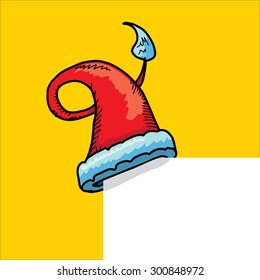 vector hand drawn santa hat isolated on white. funky santa hat doddle style image