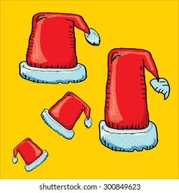 vector hand drawn santa hat isolated on white. funky santa hat doddle style image