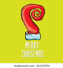 vector hand drawn santa hat isolated on white. funky santa hat doddle style image. merry christmas card design template