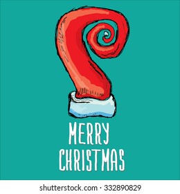 vector hand drawn santa hat . funky santa hat doddle style image. merry christmas card design template