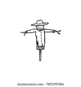 Vector hand drawn Scarecrow outline doodle icon. Scarecrow sketch illustration for print, web, mobile and infographics isolated on white background.