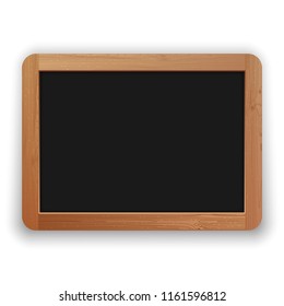 Vector hand drawn school blackboard with wooden frame and drop shadow. Isolated on white background. Clipping paths included.