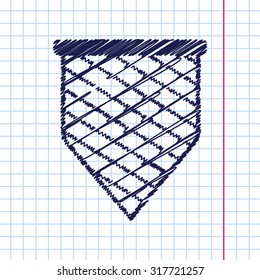 Vector hand drawn scoop-net icon on copybook 