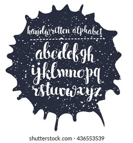 Vector Hand Drawn Script Alphabet. Calligraphic Letters Written with a Brush Pen with Ink
