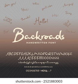 Vector Hand Drawn script Font. Signature alphabet. Typeface suitable for signatures, branding, headlines, logos, packaging, card and poster designs.