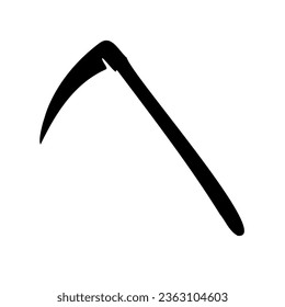 Silueta de Scythe dibujada a mano por el vector aislada sobre fondo blanco