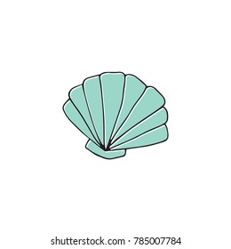 Vector hand drawn sea shell. Isolated individual object. Clipart for greeting cards, weddings, stationery, surface design, scrapbooking. Part of a large sea collection.