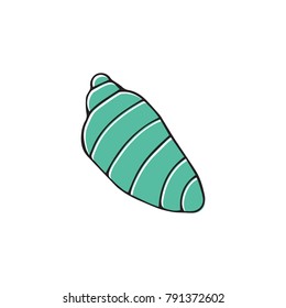 Vector hand drawn sea shell. Isolated individual object. Clipart for greeting cards, weddings, stationery, surface design, scrapbooking. Part of a large sea collection.