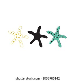 Vector hand drawn sea stars. Isolated individual objects. Clipart for greeting cards, weddings, stationery, surface design, scrapbooking. Part of a large sea collection.