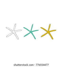 Vector hand drawn sea stars. Isolated individual objects. Clipart for greeting cards, weddings, stationery, surface design, scrapbooking. Part of a large sea collection.