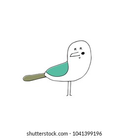 Vector hand drawn seagull. For children fashion and stationery, nursery, scrapbooking, home decor and textile, surface design. Ocean marine world. Part of a large sea creatures collection.