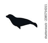 Vector hand drawn seal silhouette isolated on white background