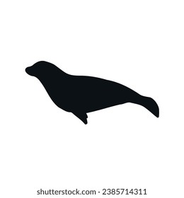 Vector hand drawn seal silhouette isolated on white background