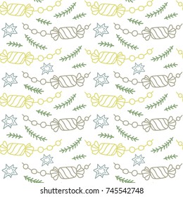 vector hand drawn seamless christmas pattern with candies 