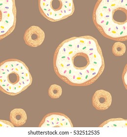 Vector hand drawn seamless confetti donuts pattern