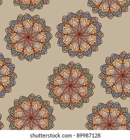 vector hand drawn seamless ethnic floral pattern